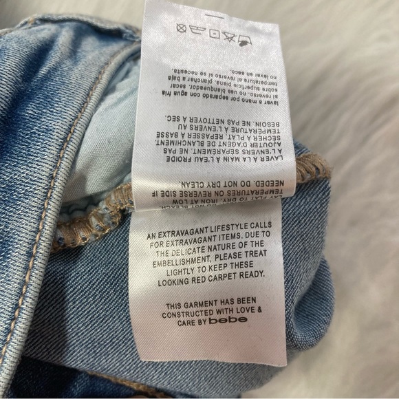 Vintage Bebe Y2K Embellished Jeans Sequin Floral Embroidered Skinny - Picture 10 of 10